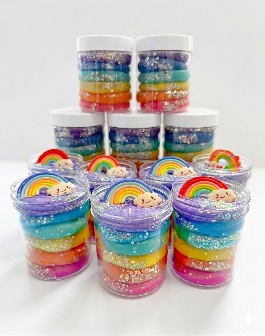 " Rainbow"  Dough Jar