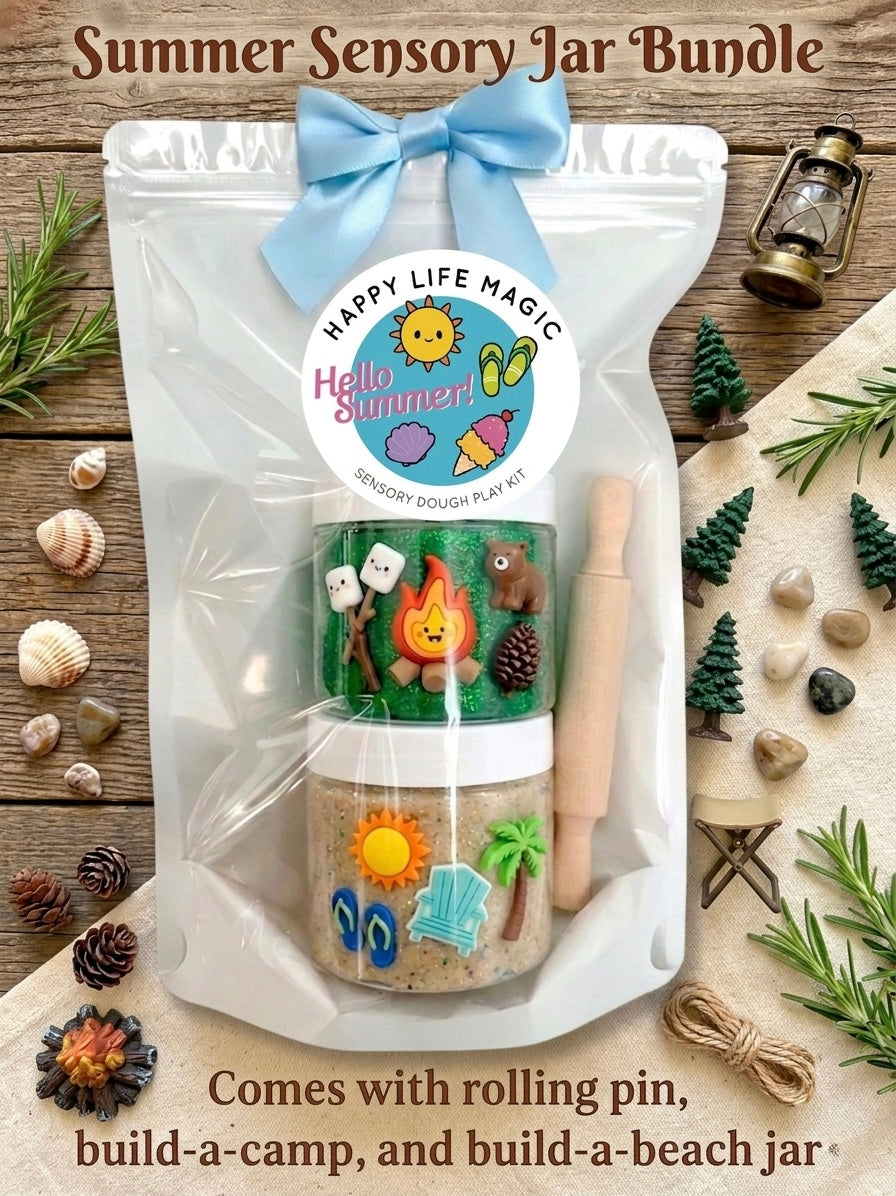 Bundle Summer Jars- Camping and Beach Jar with Rolling pin